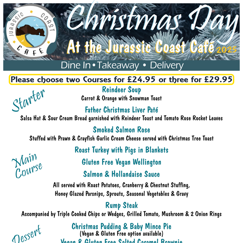 Jurassic Coast Cafe Christmas Day Menu 2025